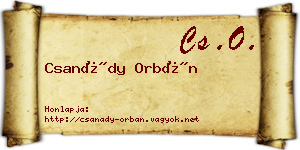 Csanády Orbán névjegykártya